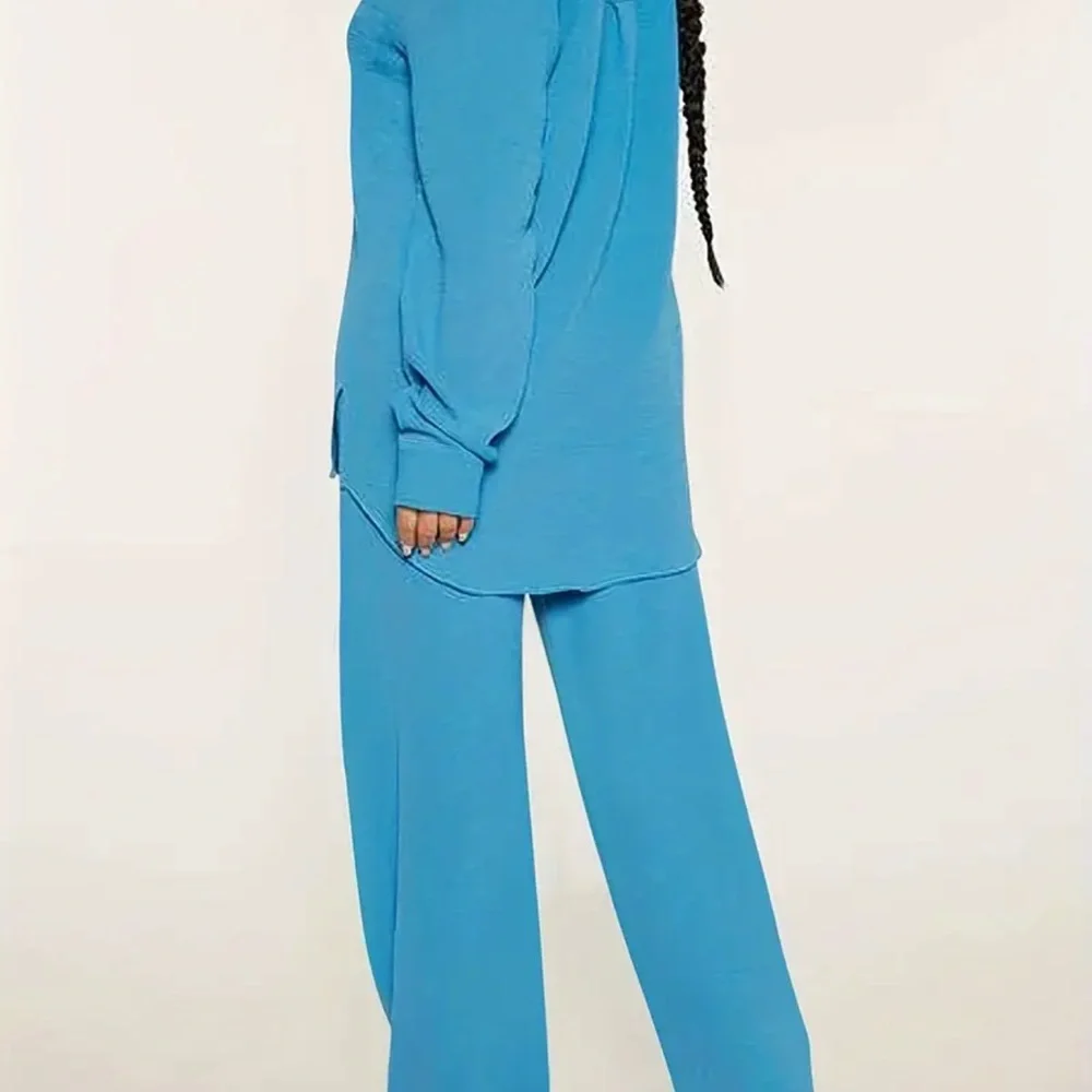 Sky blue 2 piece pants suit - Picture 10 of 11